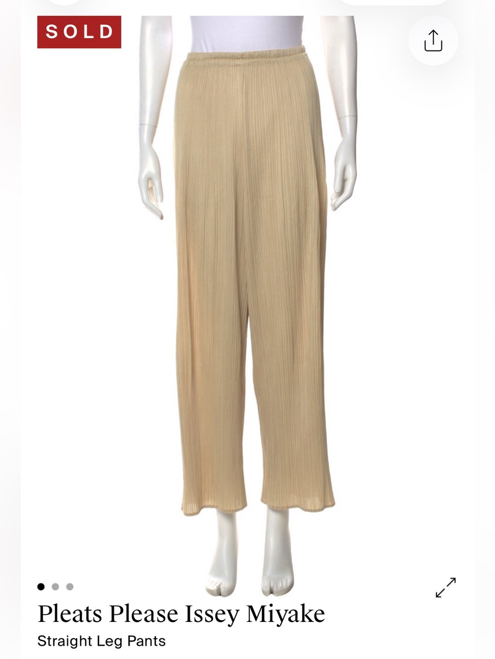 Issey Miyake Beige Pleated Straight-Leg Pants